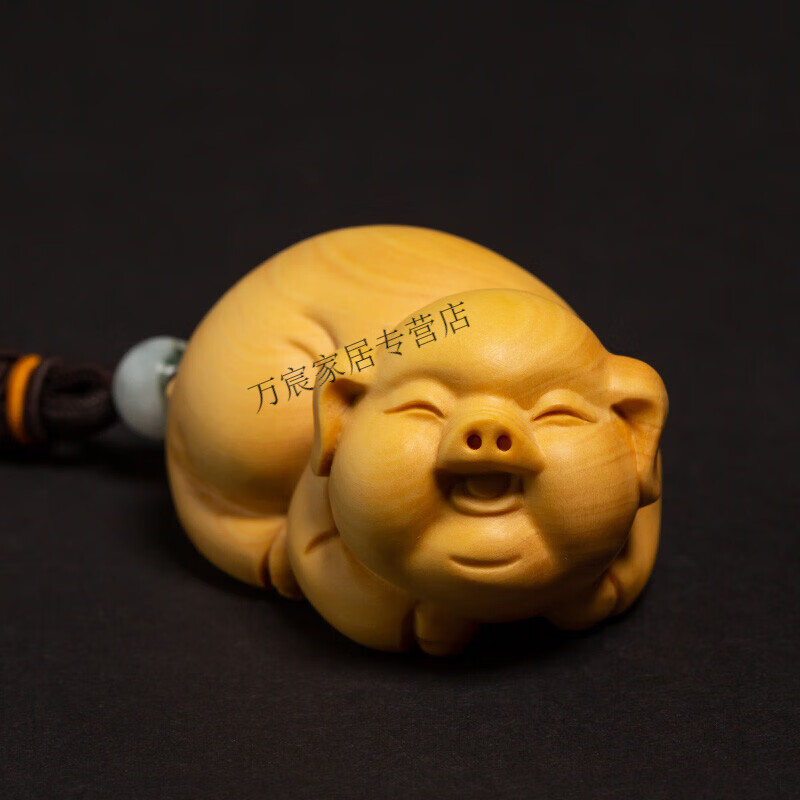 黄杨木雕刻工艺品 小叶黄杨木可爱猪实木挂件创意文玩手把件雕刻工艺