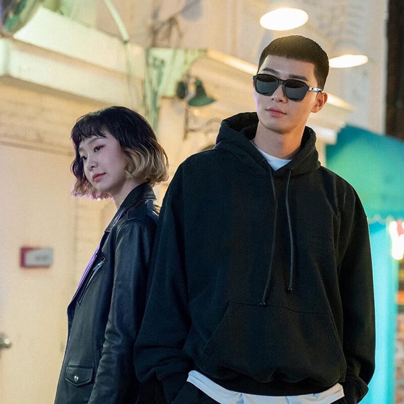 幻夕兔卫衣梨泰院class同款纯色朴叙俊卫衣男连帽潮流百搭ins潮外套