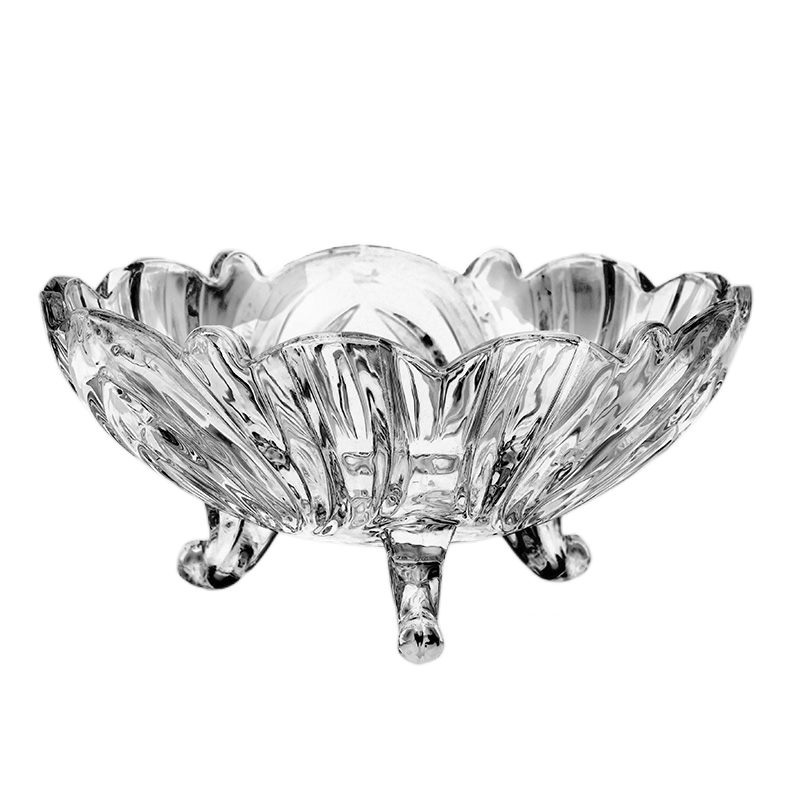 弗莱文茨 水晶水果盘玻璃透明盘干果盘创意时尚大号婚庆茶几托盘糖果盆 031透明大号10507323012
