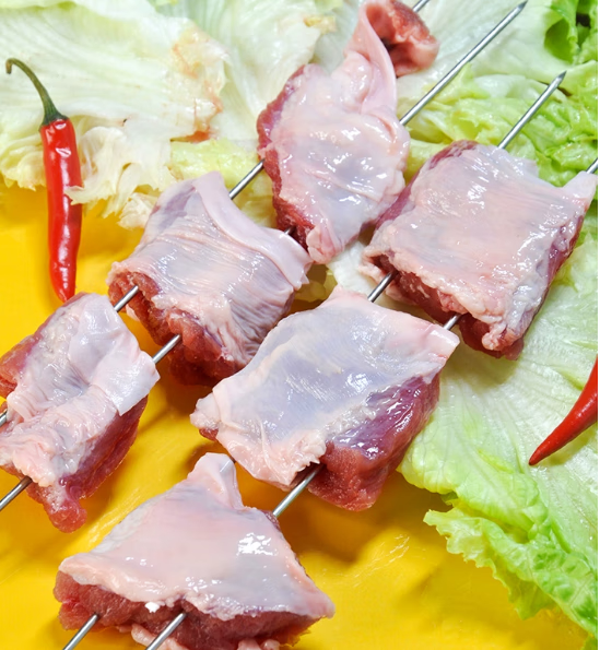 果亦橙新鲜冷冻猪护心肉猪油边烧烤食材罗隔肉东北大油边猪护脾罗根肉