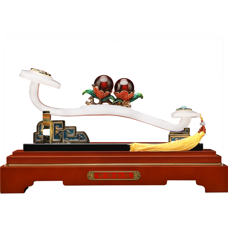 禾笙堂琉璃玉如意擺件客廳玄關(guān)酒柜裝飾品喬遷開(kāi)業(yè)禮物辦公室高檔禮品 吉祥如意禮盒裝（防塵罩）
