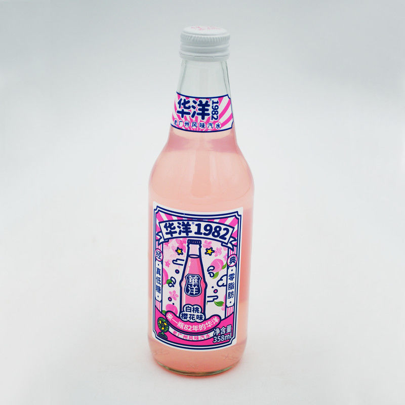华洋1982汽水 橙子桔子凤梨荔枝味358ml 玻璃瓶果味碳酸饮料整箱 白桃