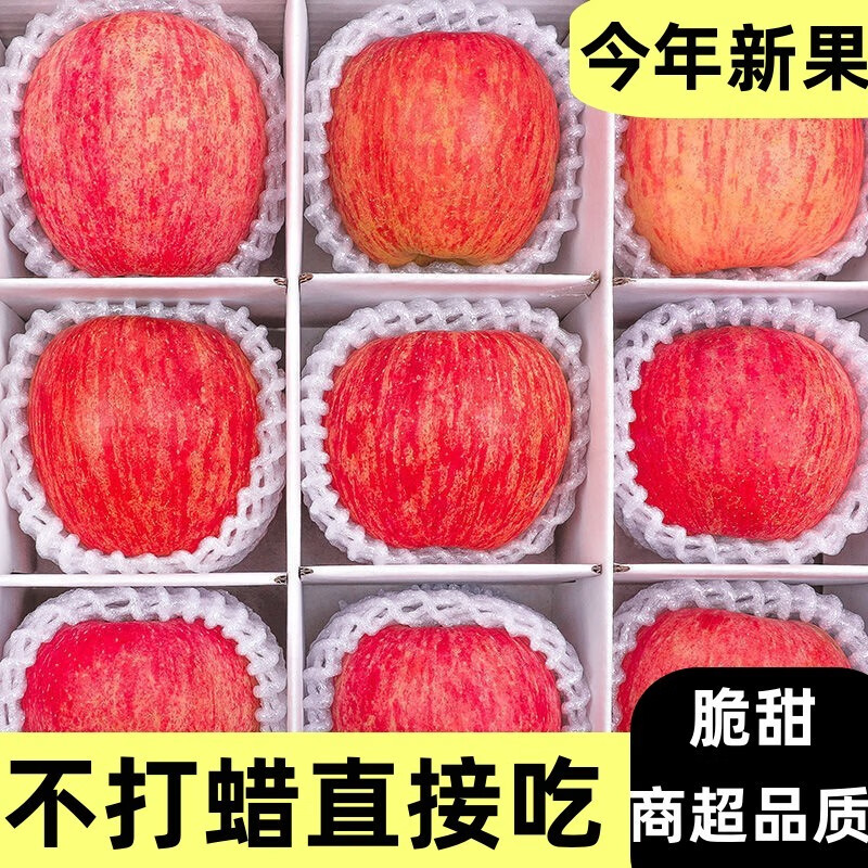 陕西红富士苹果应季现摘新鲜脆甜红富士苹果现摘苹果水果 【实惠中果】 9斤装【净重8.5-9斤】怎么样,好用不?