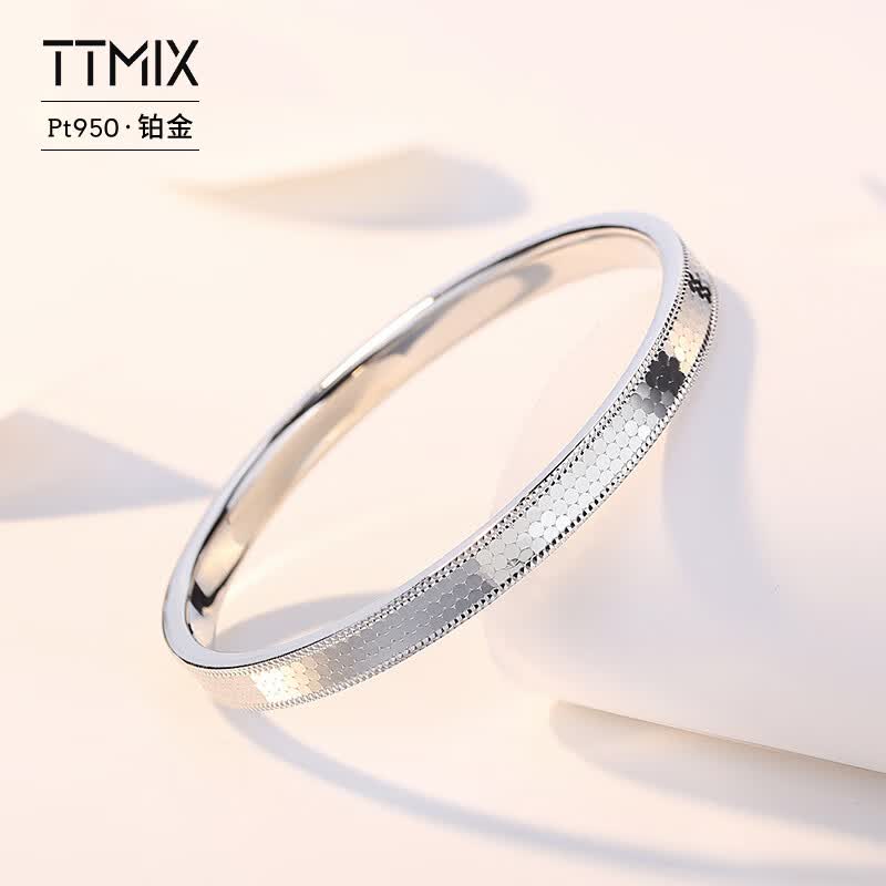 TTMIX铂金PT950手镯简约车花闭口实心手环女时尚白金镯子女款素圈送礼 重20.4-20.6g 内径56mm 宽6.0mm怎么样,好用不?