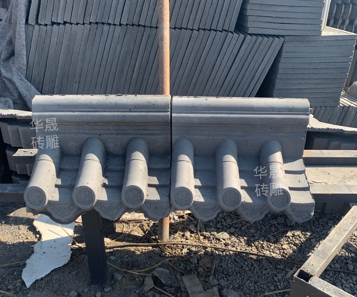 立始仿古围墙帽一体瓦双面墙头围墙压顶砖中式青砖青瓦砖雕马头墙装饰