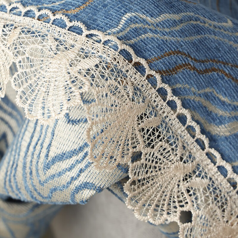 珂米雪尼尔沙发盖布全盖套罩四季通用防滑北欧网红沙发巾夏季2023新款 水波纹-蓝 180*420cm(五人位)