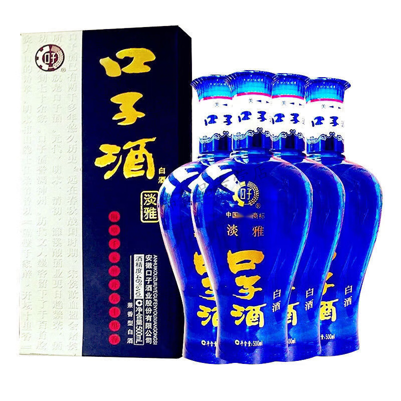 tlxt料酒口子淡雅酒46度500ml*4瓶 兼香型白酒 口子酒业口子酒整箱 一