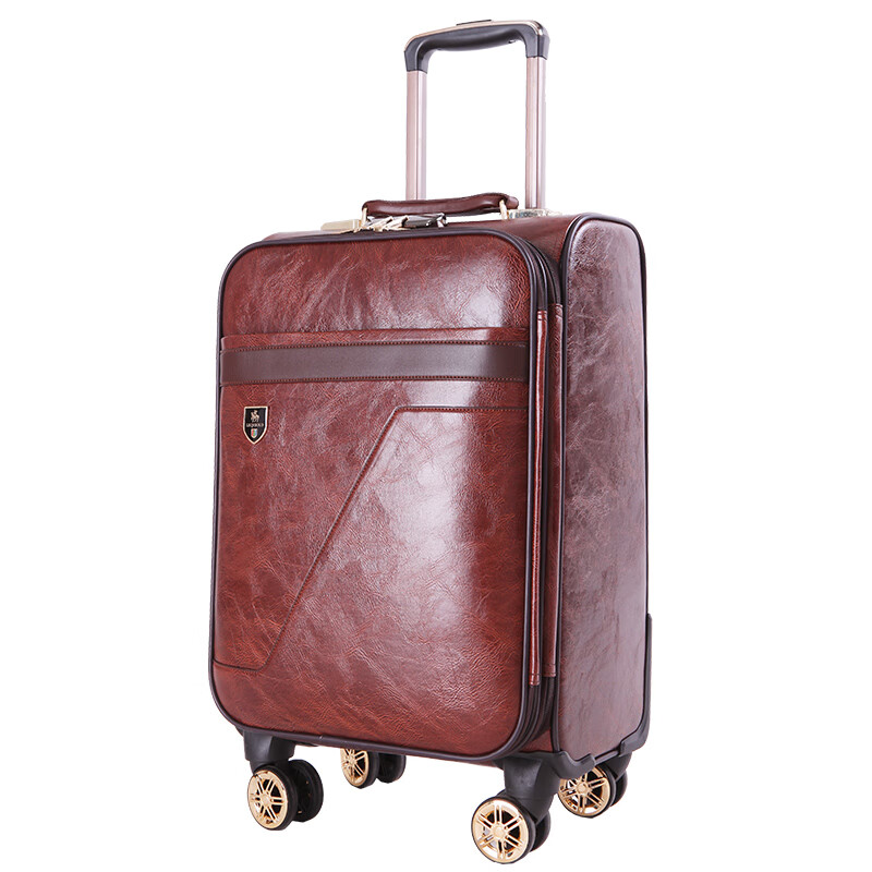 靠森(kaooseen)牛皮箱行李箱 拉杆箱万向轮女20英寸登机箱男密码箱软