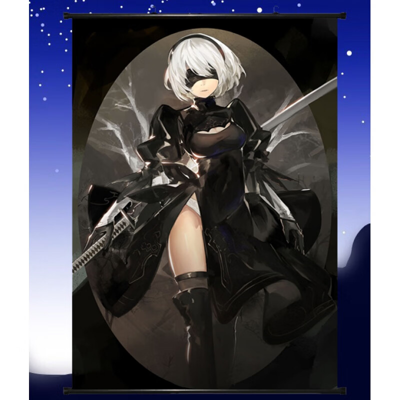 纪元2b小姐姐卷轴挂画布画海报动漫周边超大高清可定制 尼尔机械纪元1