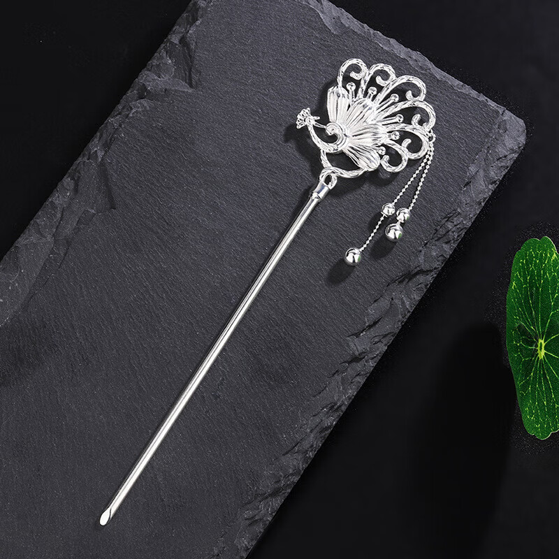 锦彩福足银990凤凰孔雀流苏发簪发钗古风中国名族风co