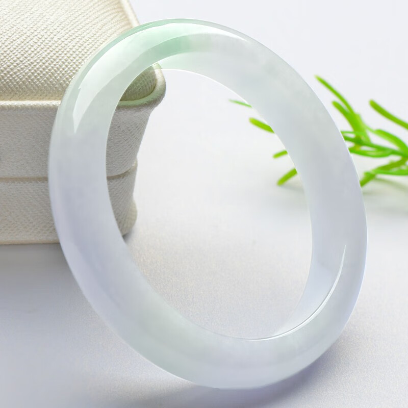 可玉可求 冰底翡翠玉手镯女士 阳绿玉镯子 寓意福满平安 【圈口约55毫米】C5861q