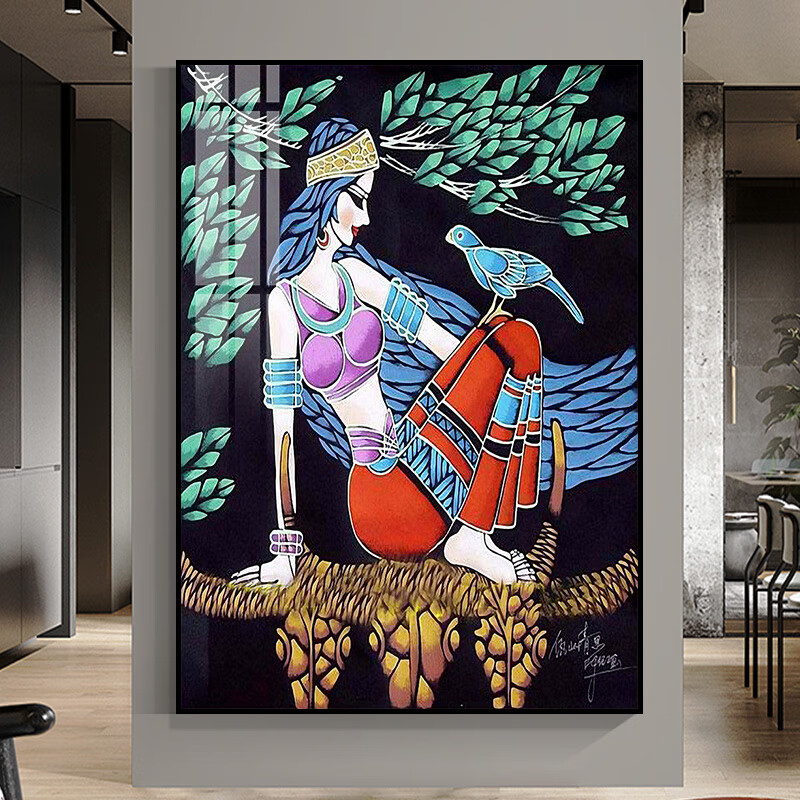 少数民族风挂画宾馆酒店壁画单幅云南傣族美女少女风情人物 a 9mm环保