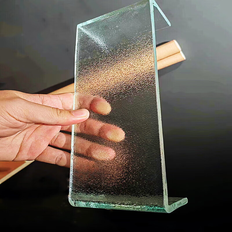 oeing定制u型钢化玻璃制品厂定做u字玻璃喷砂超白香梨纹冰裂纹玻璃