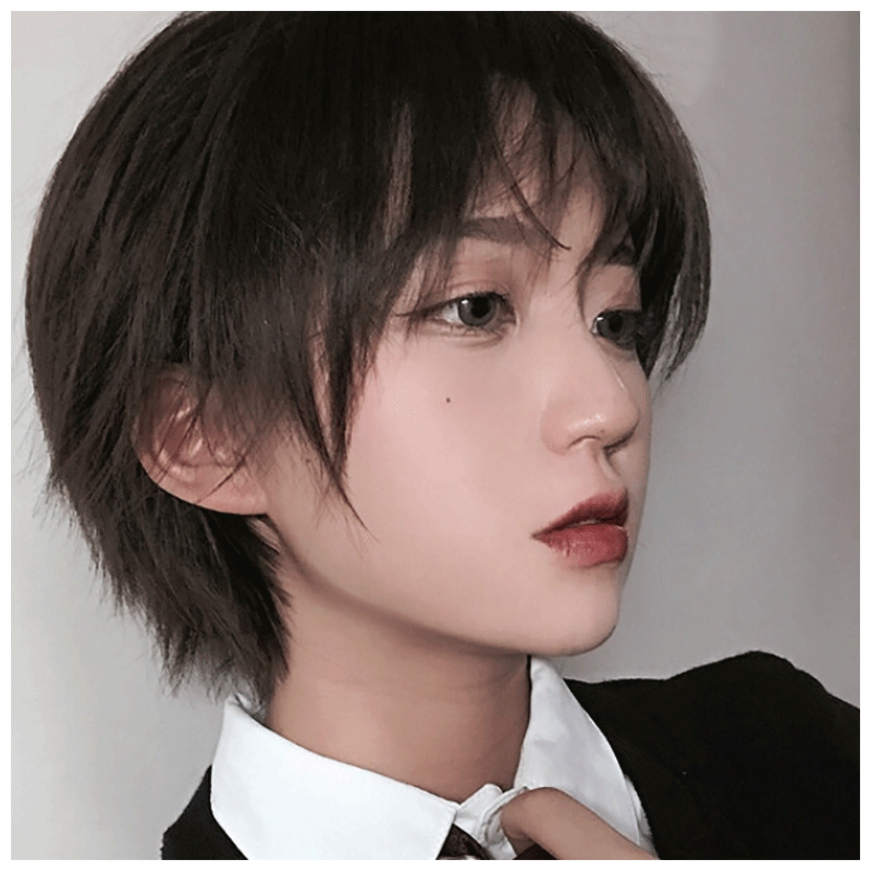 天使丝丝假发男韩版帅气女短发全头套中性网红假发男生短发伪正太 银