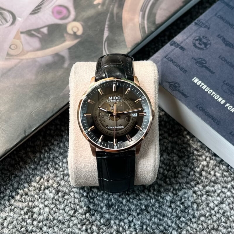 【二手95新】美度(mido)指挥官系列自动机械男表手表幻影镂空表盘镀金