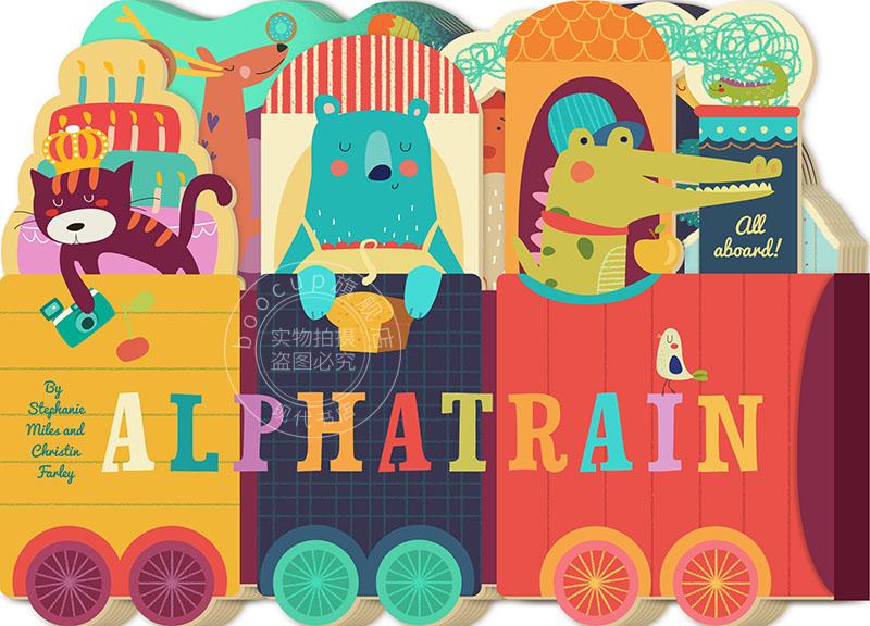 字母小火车 儿童字母启蒙绘本纸板书 英文原版 alphatrain
