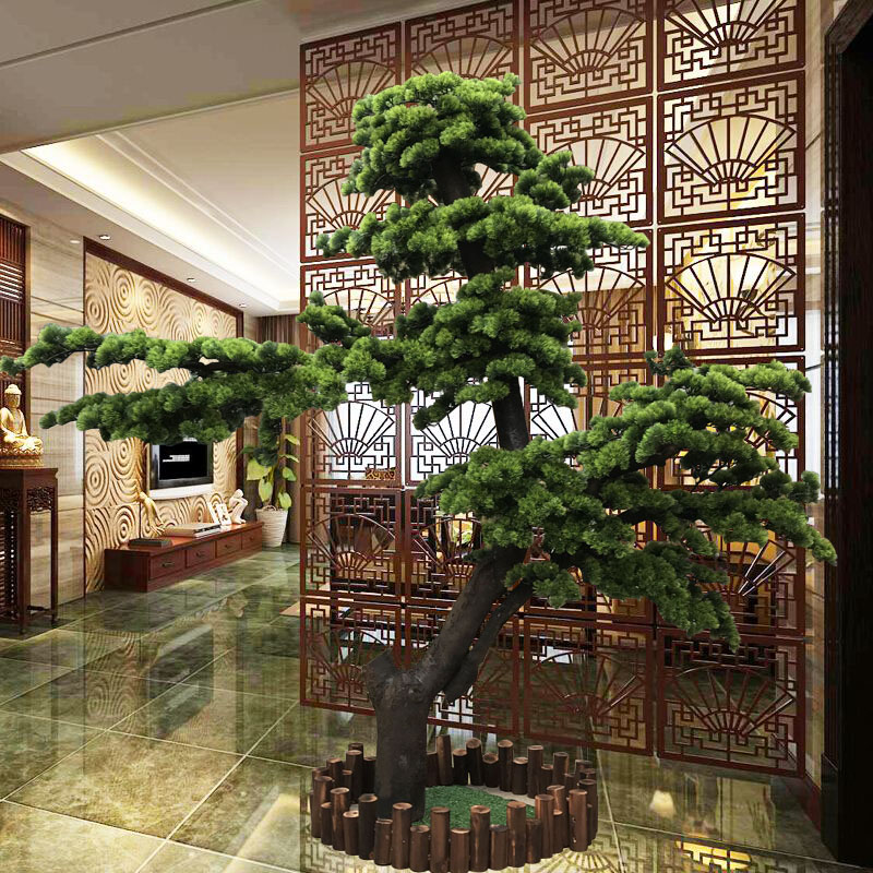 梦流年仿真松树迎客松罗汉松树美人松玄关酒店大堂景观软装装饰禅意