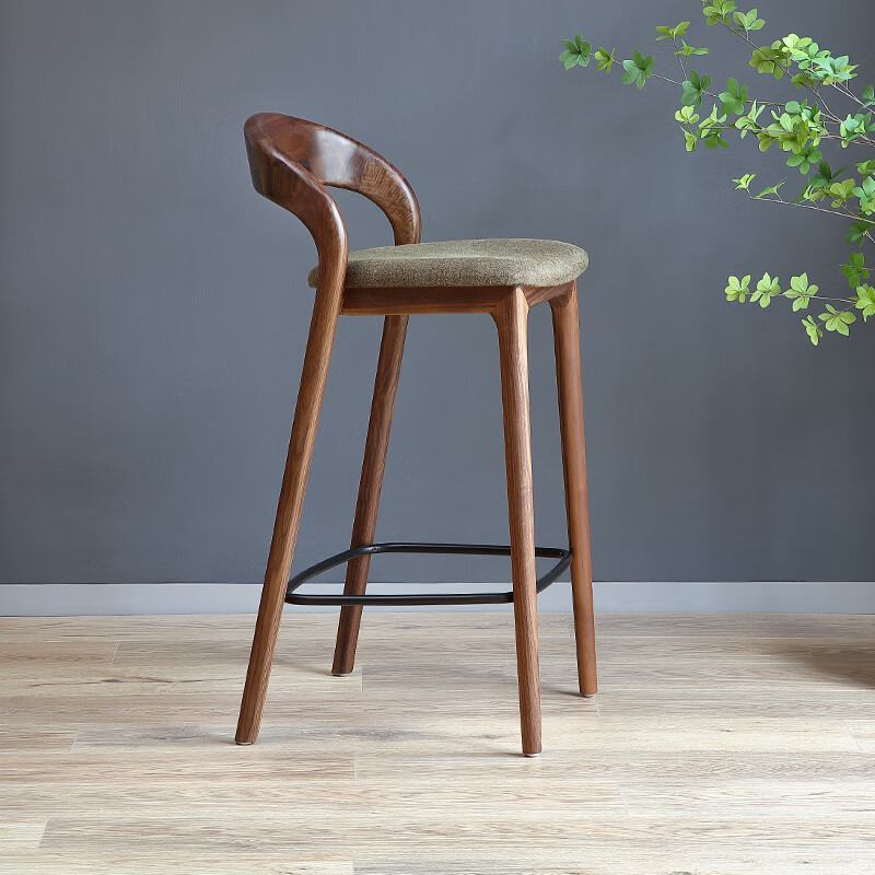 ntwq高椅 高脚凳 吧台椅新中式实木吧台椅现代简约高脚凳复古黑胡桃吧