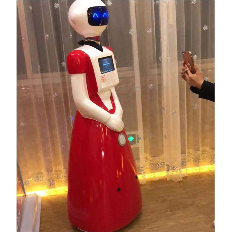 智能迎宾无轨送餐传菜机器人对话智能避障服务员前台迎宾机器人全自动