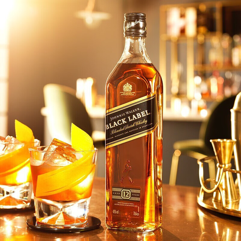 尊尼获加(johnnie walker) 苏格兰调和型威士忌洋酒  尊尼获加黑牌
