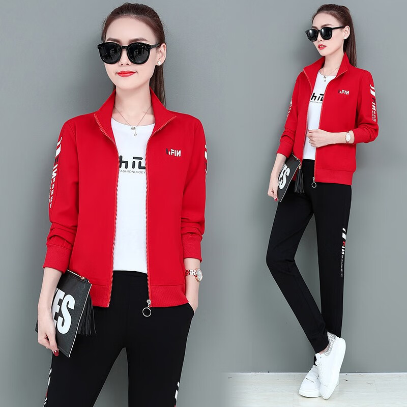 品牌运动套装女2022年春秋季时尚高端棉质运动服女运动装女装休闲套装