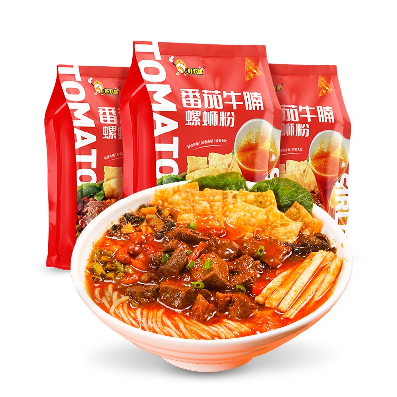 好欢螺(haohuanluo)大块牛腩番茄牛腩螺蛳粉广西柳州螺丝粉酸辣 番茄