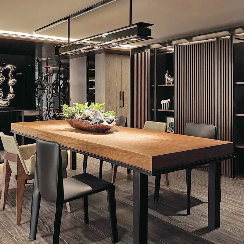 御颜 实木餐桌椅组合简约饭桌家用吃饭桌子北欧复古咖啡餐厅长条桌多