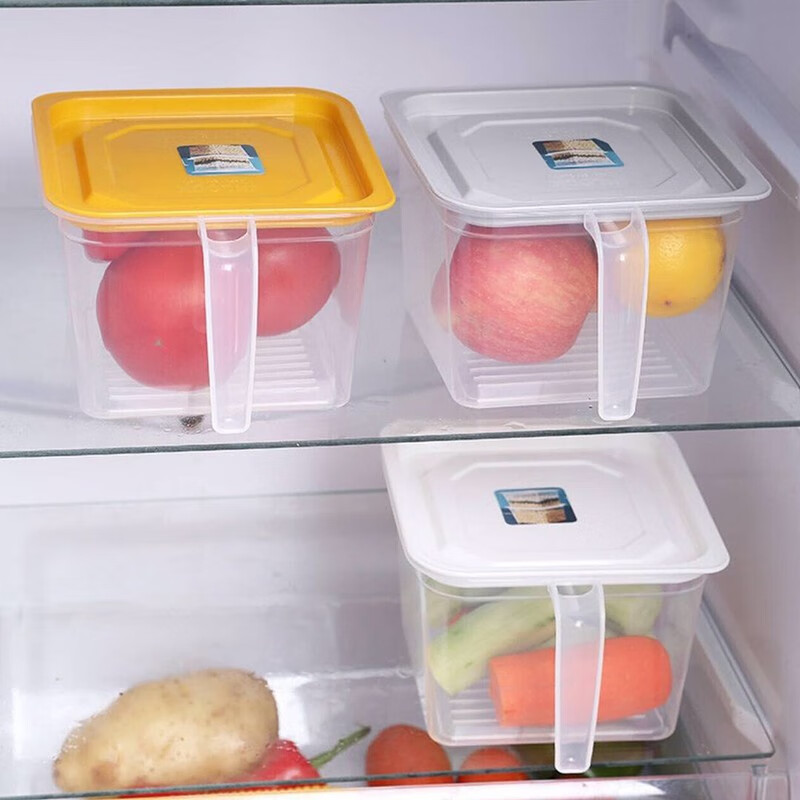 冰箱收纳盒抽屉式厨房家用保鲜食物塑料盒正方形透明储物神器蔬菜 2个装【颜色随机】