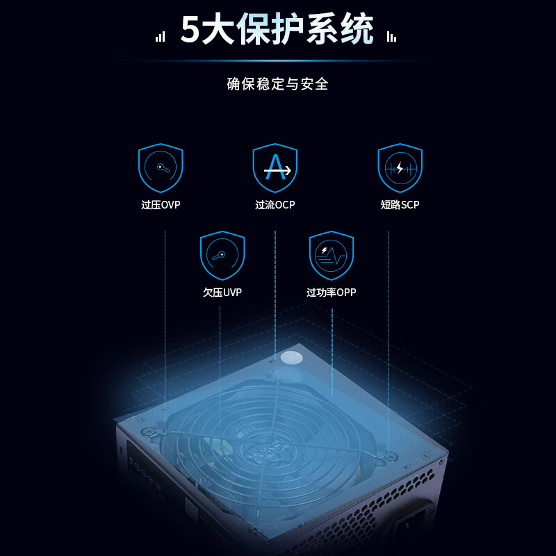大水牛（BUBALUS）额定500W 劲强500台式电脑电源（主动式PFC/12CM风扇/智能温控/支持背线/宽幅电压）