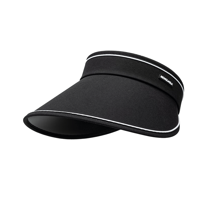 达芬奇密码纯色女士大帽檐防晒空顶帽 户外遮脸骑车防晒帽 黑色