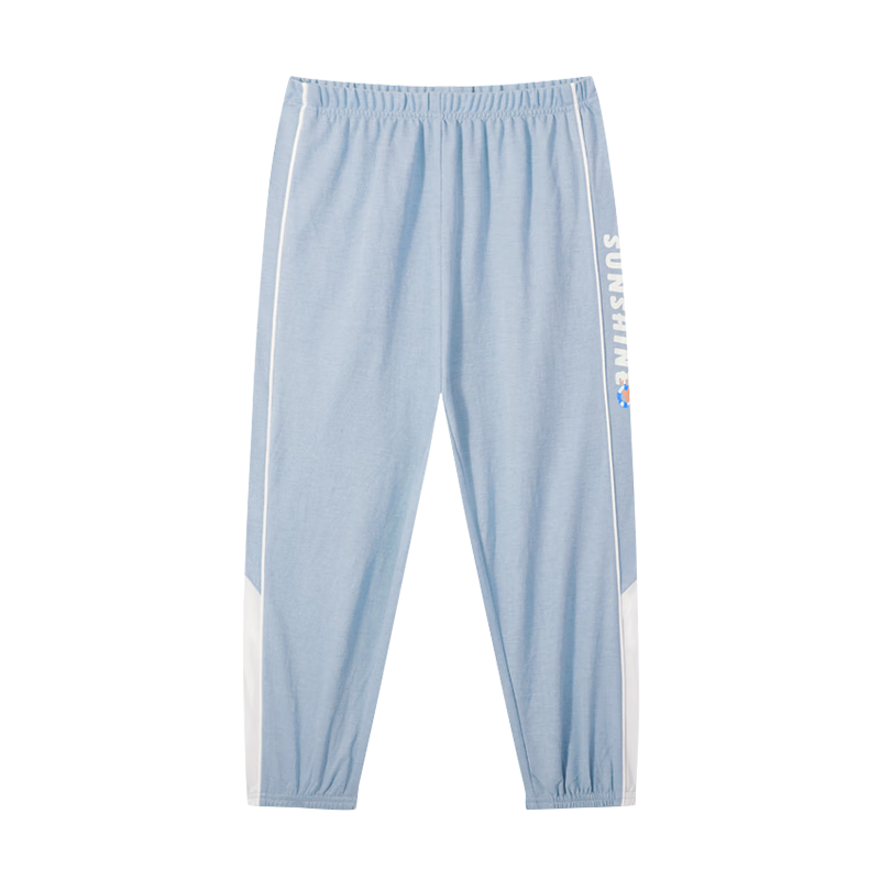 红豆儿童防蚊裤夏季男女中大童春秋空调薄款长裤冰丝网眼灯笼运动裤 浅水蓝（男女通用款） 110