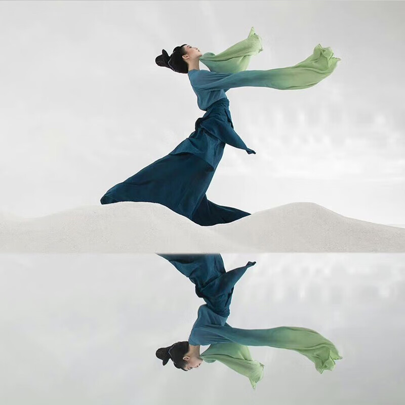 细熙水袖舞蹈服只此青绿孟庆旸青绿腰春晚千里江山图同款古典舞表演服