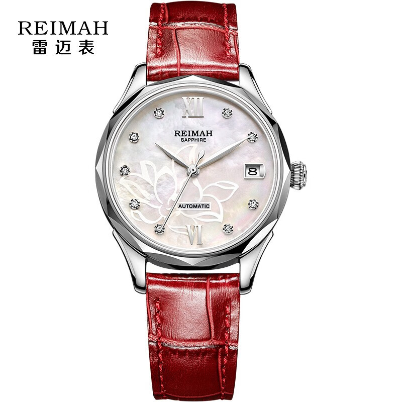 雷迈表(reimah)手表 孔雀系列皮带全自动机械表女表时尚女士腕表8092l