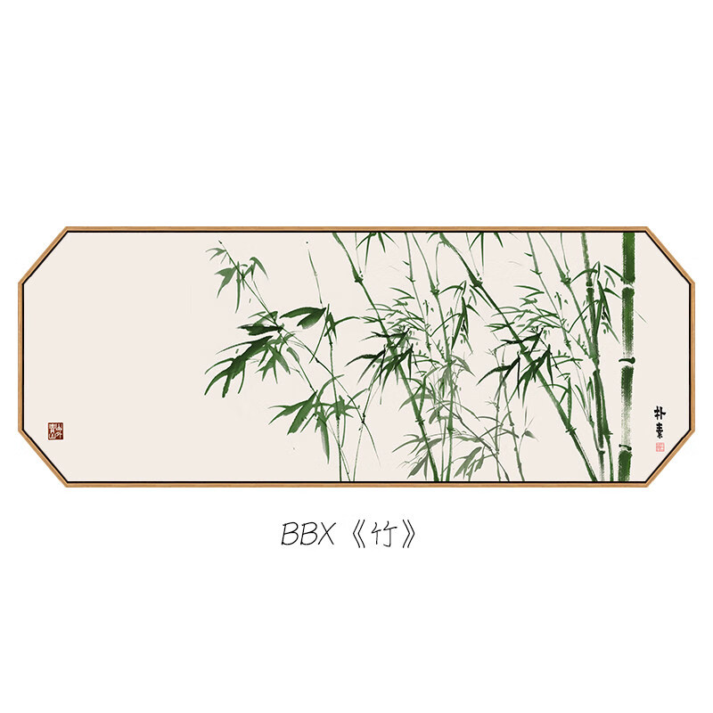 墙壁画竹子茶室禅意挂画 竹 40*120 木纹色(ps高分子边框 油画布)