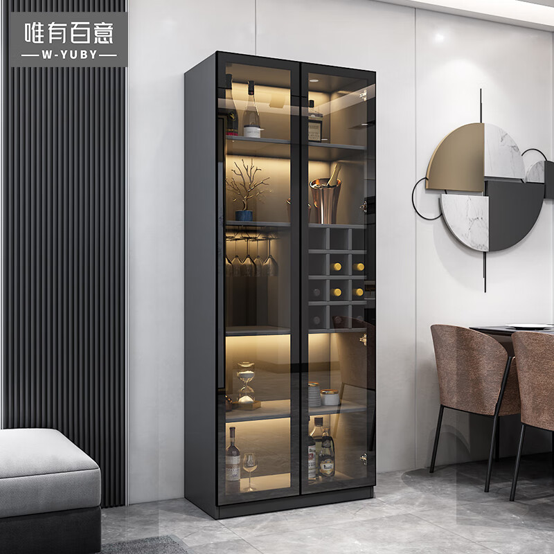 唯有百意客厅酒柜靠墙酒柜展示柜家用网红现代简约高档轻奢酒柜储物餐边柜 定制专拍