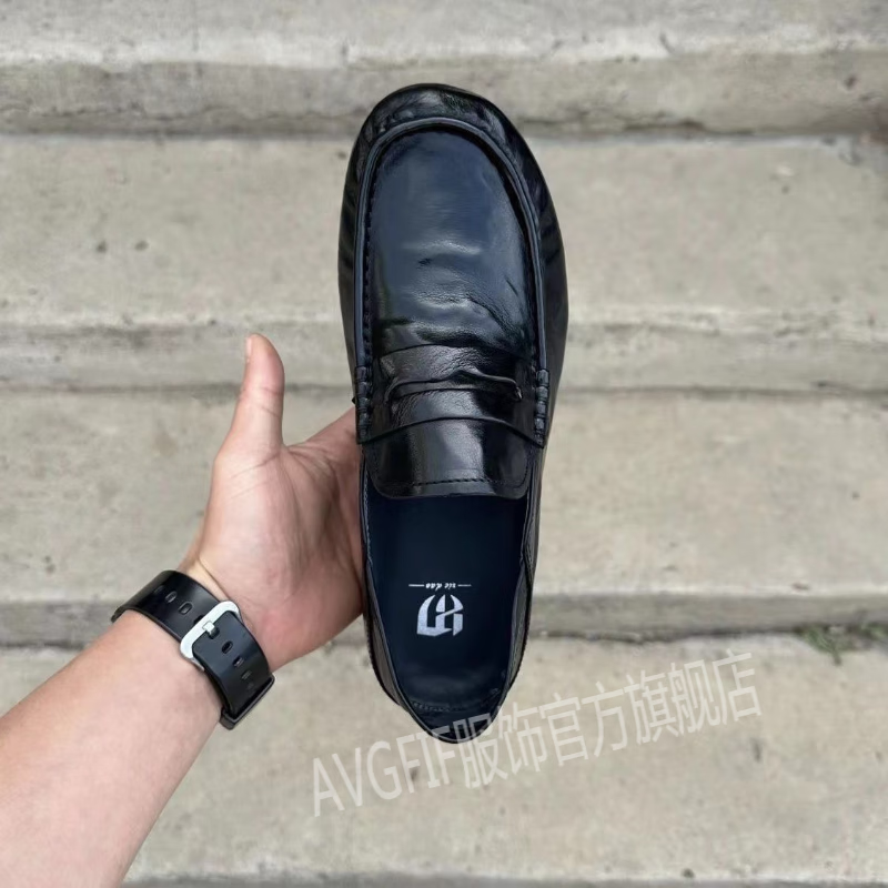 AVGFIF威沙倫2023新款牛皮板鞋新款低幫一腳蹬男豆豆鞋7021 7021 38