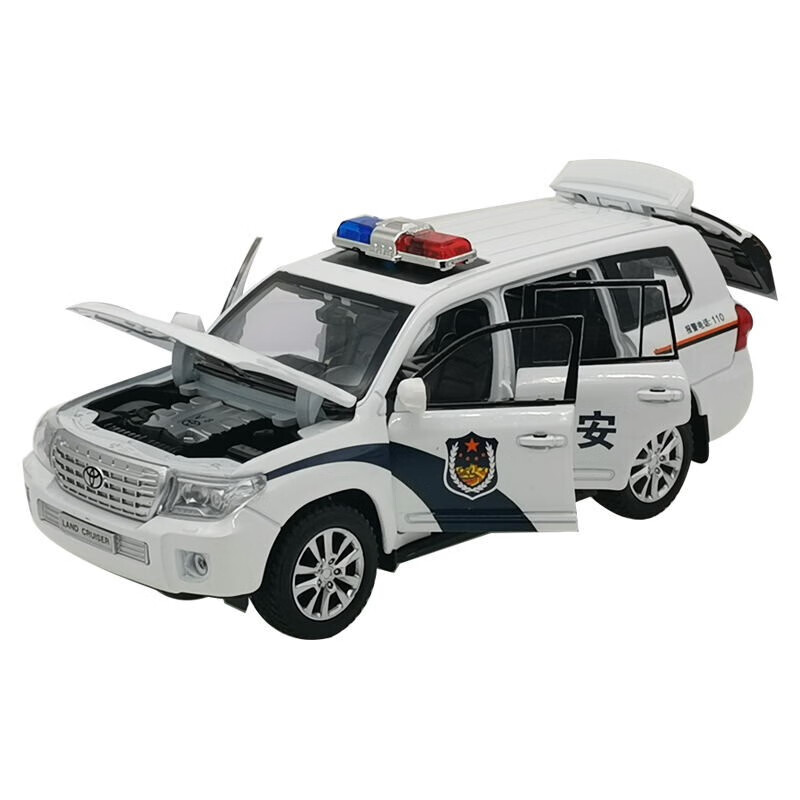 四开门警察车模 儿童玩具合金汽车模型玩具 嘉业丰田白色警车 1比24