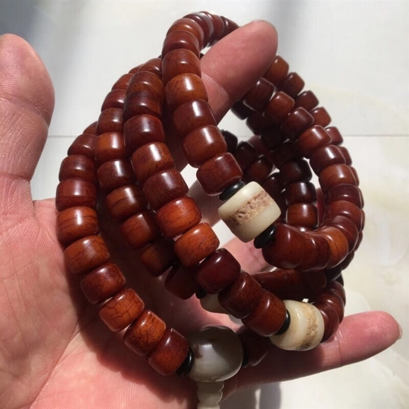 酷奇象(kuqixiang)脱脂风化老料牦牛骨108颗佛珠项链手链 10mm