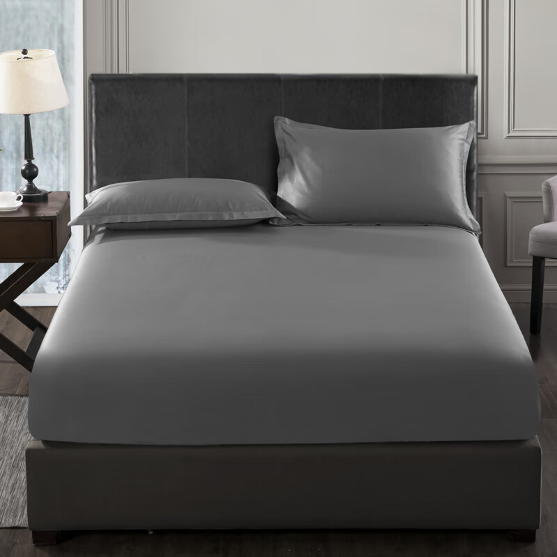 8纯色床单定制订做纯棉 100支-深灰 150cmx200cm床笠