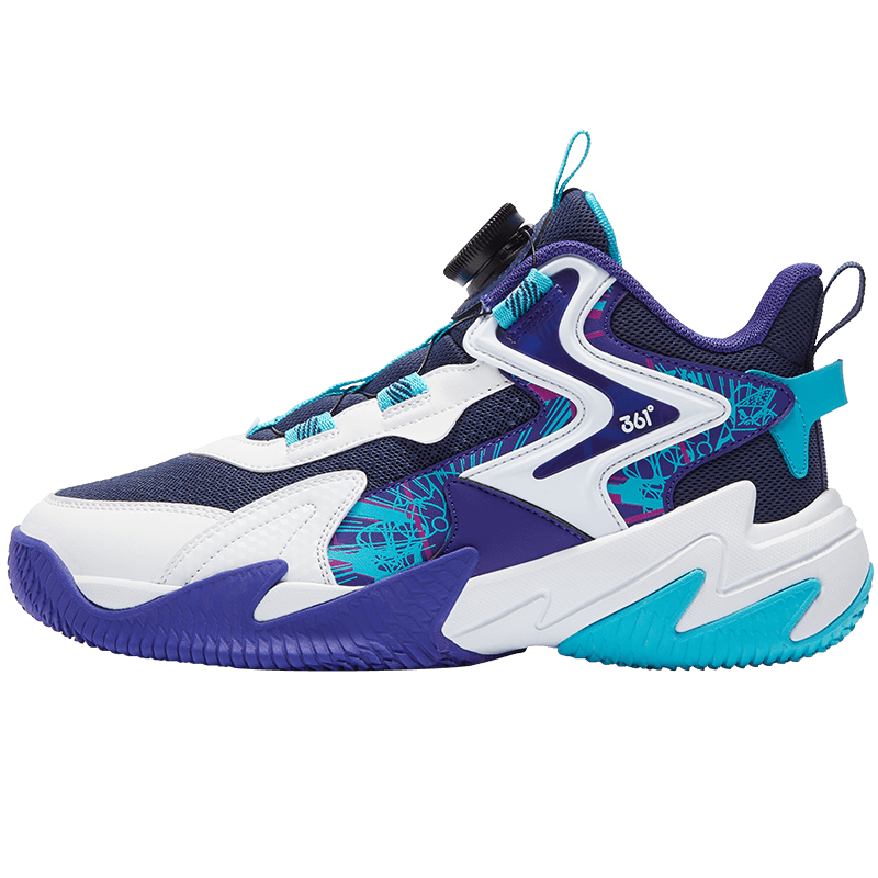 361°童鞋兒童運動鞋四季青少年實戰(zhàn)訓(xùn)練耐磨旋鈕扣籃球鞋 紫36