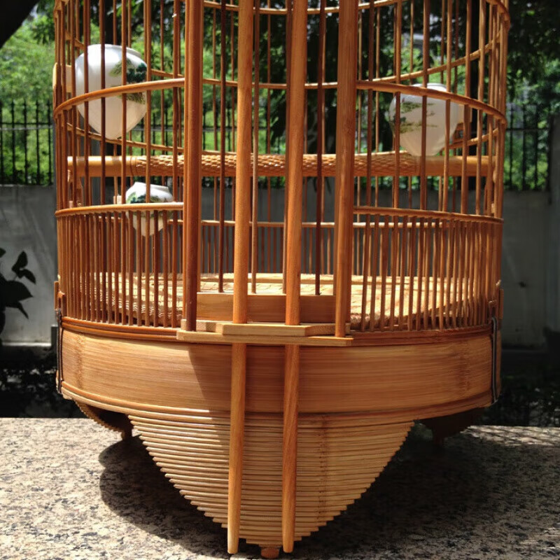 采缇(caiti)广笼画眉笼竹鸽子笼竹制竹鸟笼子八哥手工鸟笼老竹笼清远