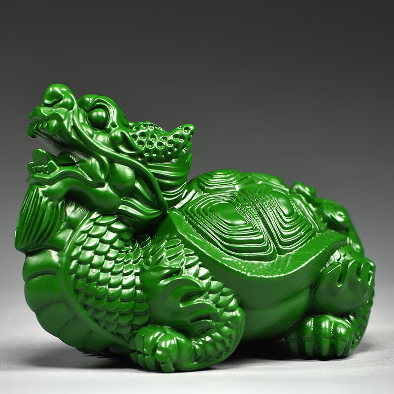 仙将绿色木雕龙龟摆件木质玄武龟家居店铺摆设装饰红木工艺品开业送礼