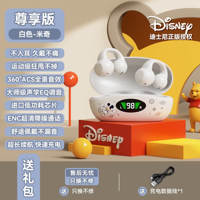 Disney迪士尼蓝牙耳机小巧可爱半入耳式运动跑步无线耳机降噪音乐高音质超长续航oppo苹果通用耳机 白色米奇怎么看?