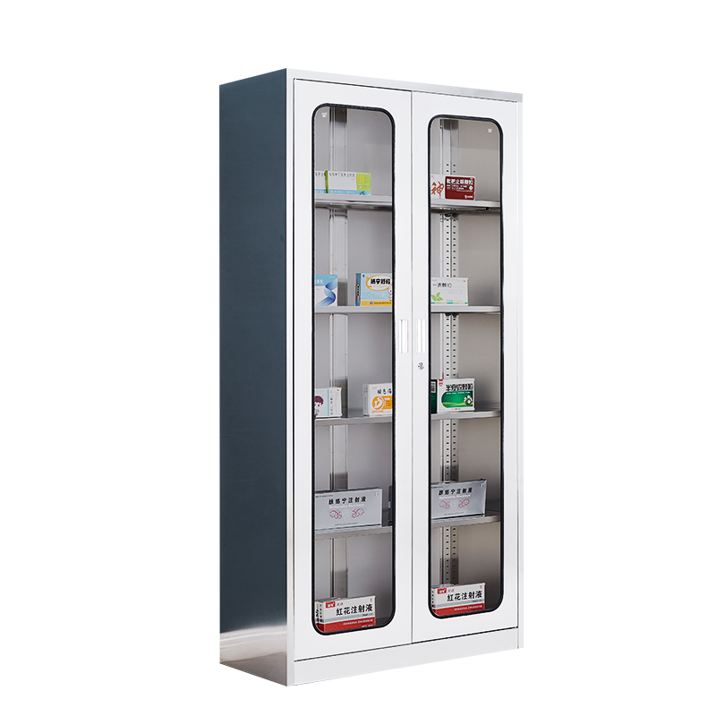 御天腾龙 304不锈钢文件柜西药柜员工柜存放器械柜储物柜子 201无菌柜手术室药品柜工柜寄存包柜 通体玻璃柜 304材质