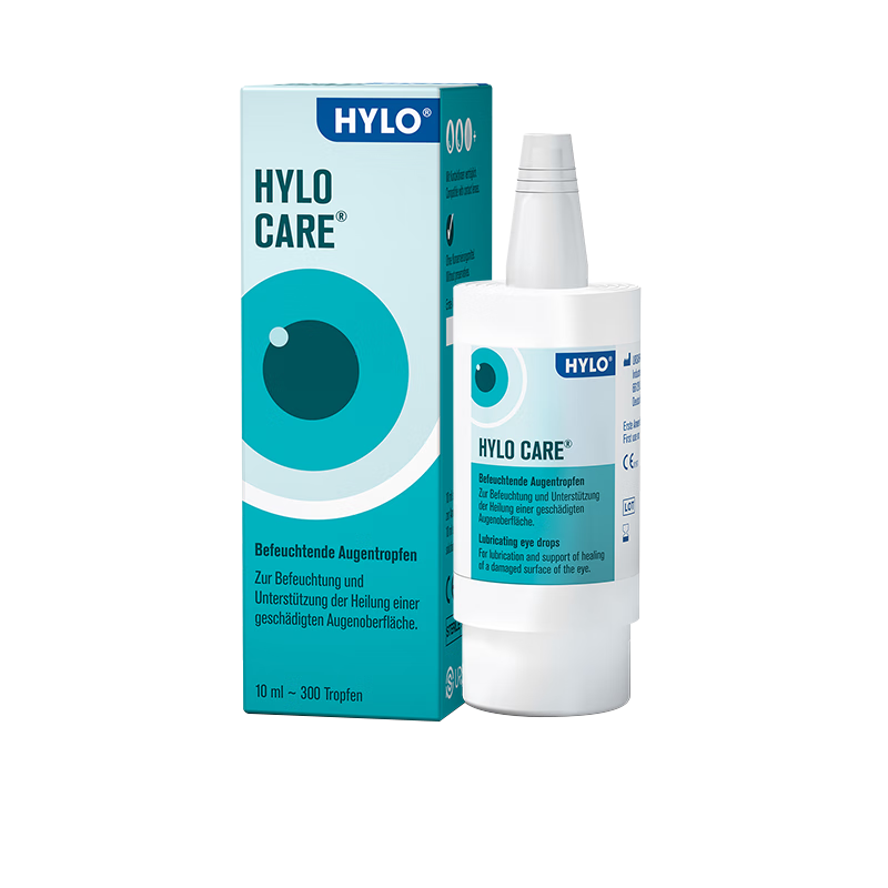 德國海露HYLO CARE 0.1%海露玻璃酸鈉滴眼液 抗疲勞眼藥水 右泛醇促進(jìn)修復(fù) 不含防腐劑人工淚液滴眼液10ml