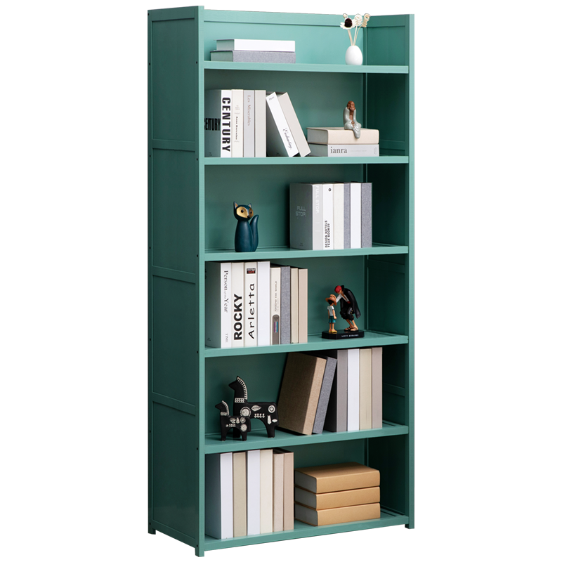 淘之良品简易落地多层加厚书架客厅组合置物架简约办公书房楠竹储物柜子桌面柜子阅读架学生图书馆书橱博古架 绿色-六层50长(三面密封)