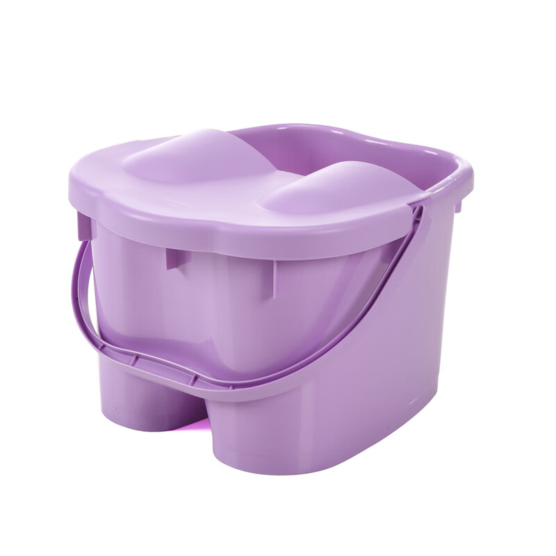 耐摔带盖加高加厚足浴桶按摩泡脚桶足浴盆塑料手提洗脚桶洗脚盆 中号紫色有盖