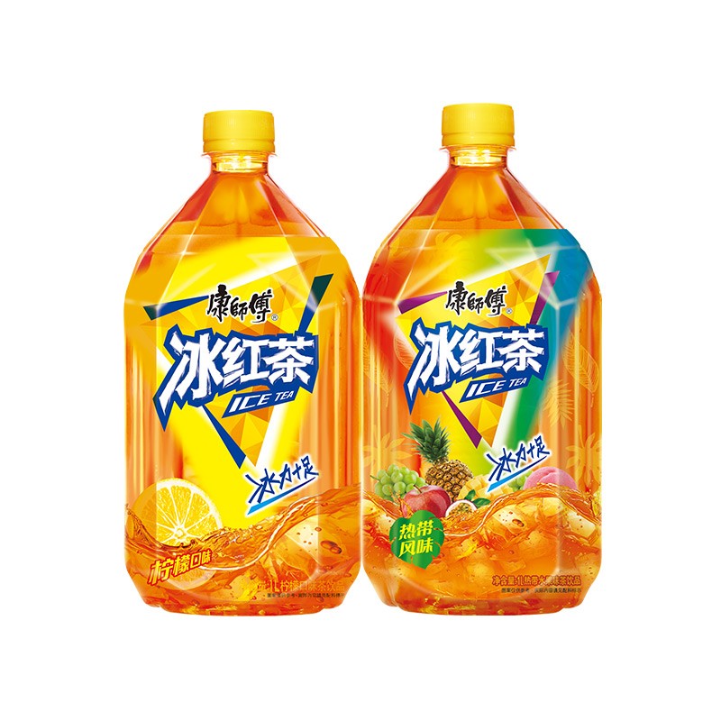 康师傅冰红茶柠檬味1l*10瓶加赠冰红茶热带风味1l*2瓶 整箱装 饮料 - 