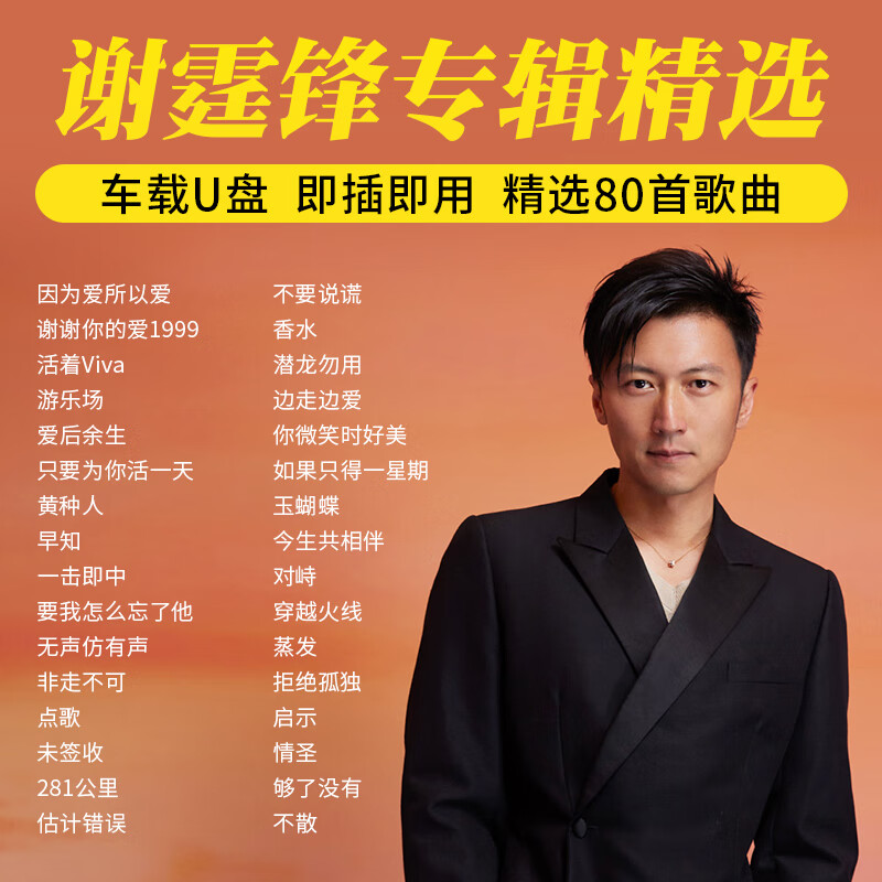 居道谢霆锋专辑车载u盘流行经典歌曲无损高音质粤语老歌汽车用优盘mp3