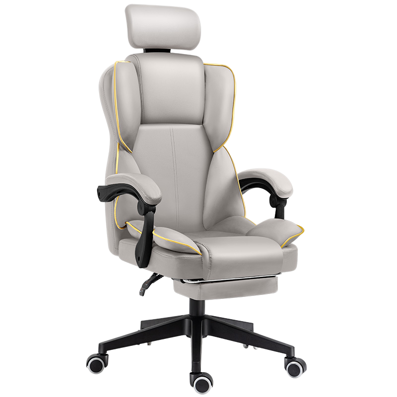 工来工往电脑椅电竞椅家用办公椅升降转椅老板椅现代简约靠背舒适久坐懒人坐椅子 尼龙脚灰色带脚踏